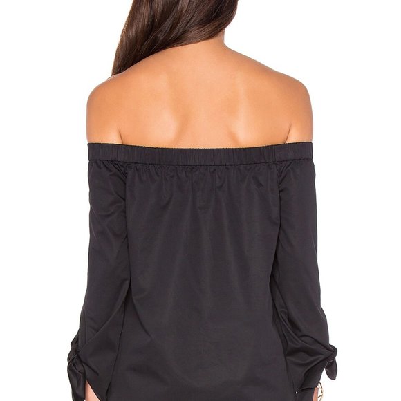 Sz 0 Tibi Black Off the Shoulder Tie Sleeves Tunic Shirt Blogger Favorite - Picture 8 of 15